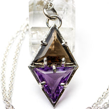 Load image into Gallery viewer, A new Beginning: Amethyst and Smoky Quartz Pendant