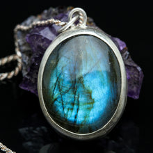 Load image into Gallery viewer, Breathe: Labradorite and Sterling Necklace