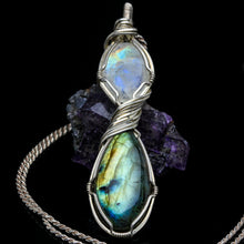 Load image into Gallery viewer, Labradorite and Rainbow Moonstone Pendant