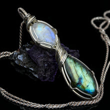 Load image into Gallery viewer, Labradorite and Rainbow Moonstone Pendant