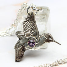 Load image into Gallery viewer, Hummingbird and Amethyst Necklace