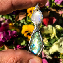 Load image into Gallery viewer, Labradorite and Rainbow Moonstone Pendant