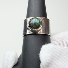 Load image into Gallery viewer, Adjustable Labradorite ring in sterling silver, size 6.5, front view