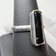 Load image into Gallery viewer, Black Tourmaline ring, angled view showing the crystal and band