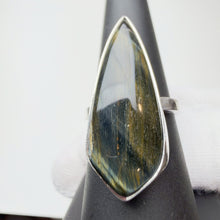 Load image into Gallery viewer, Kite Shaped Tiger's Eye ring in sterling silver, size 7, front view