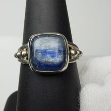 Load image into Gallery viewer, Kyanite ring in sterling silver, size 6, front view showing the blue kyanite stone