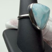 Load image into Gallery viewer, Larimar ring, side view showing the bezel and band