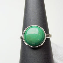 Load image into Gallery viewer, Round Malachite ring in sterling silver, size 5.5, front view