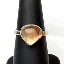 Load image into Gallery viewer, Rutilated quartz ring in sterling silver, size 6, front view showing the golden rutile needles
