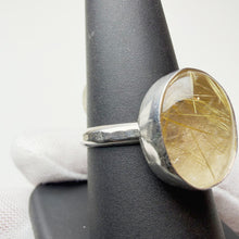Load image into Gallery viewer, Rutilated Quartz ring, side view showing the bezel and band