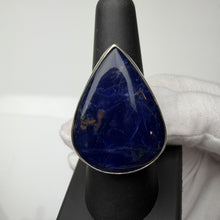 Load image into Gallery viewer, Sodalite ring in sterling silver, size 7, front view showing the deep blue teardrop stone
