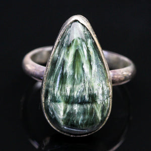 Seraphinite and Sterling Ring- Size 6.5