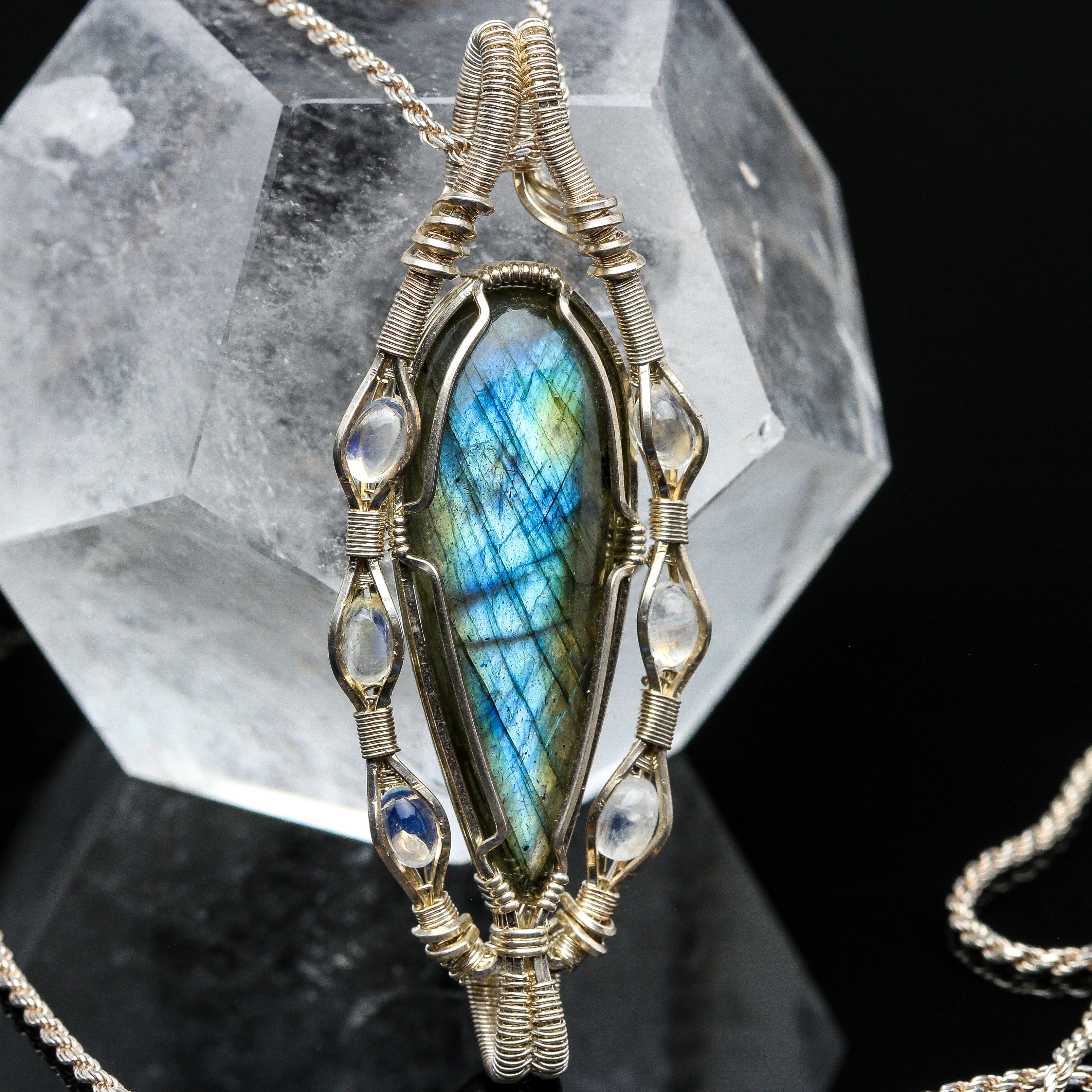 【美品】Navajo labradorite×moonstone バングル Navajo labradorite×moonstone バングル