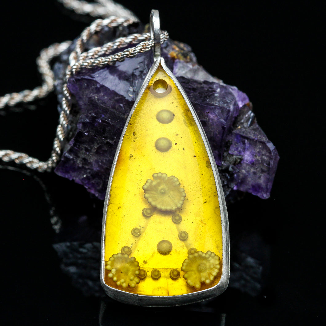 Hand Carved Amber Pendant