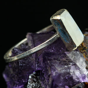 Rainbow Moonstone and Sterling Ring- Size 6.5