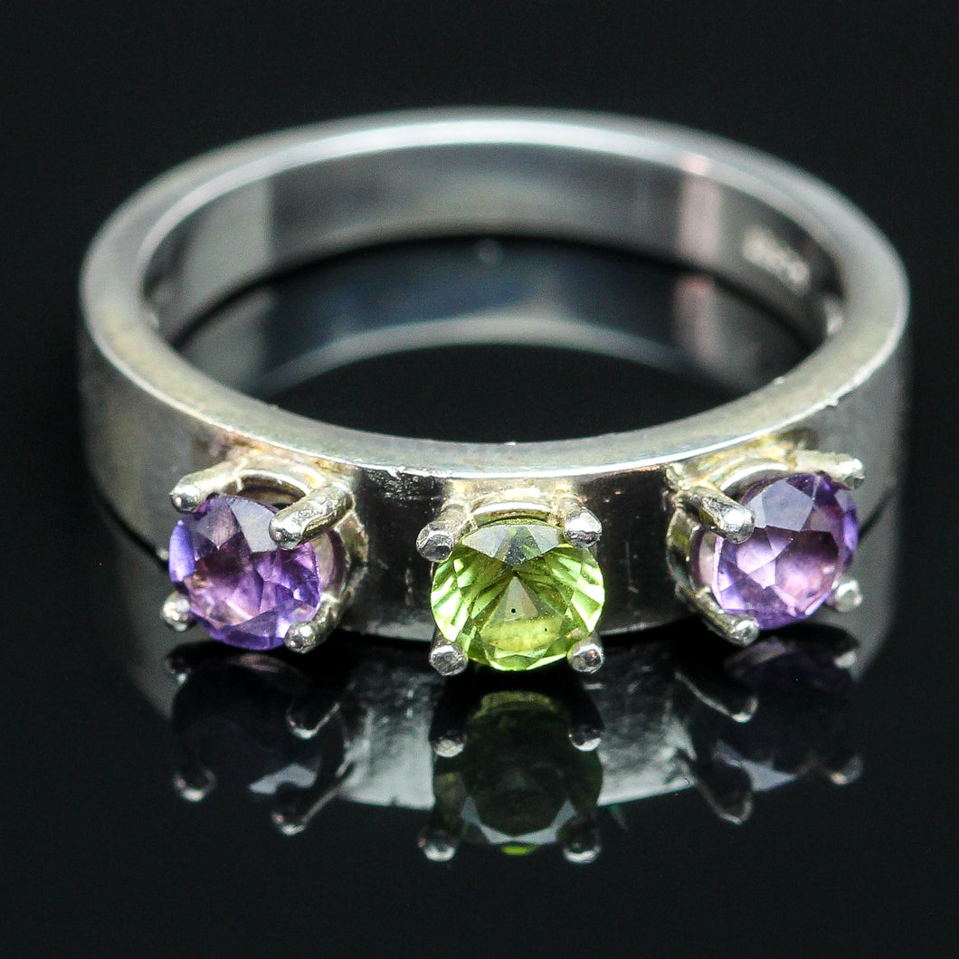 Peridot and Amethyst Ring- Size 6.5