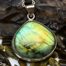 Load image into Gallery viewer, Dragon&#39;s Eye: Labradorite and Sterling Necklace