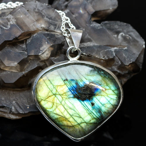 Heart of Color: Labradorite and Sterling Necklace