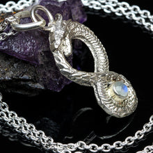 Load image into Gallery viewer, Ouroboros Pendant with Rainbow Moonstone