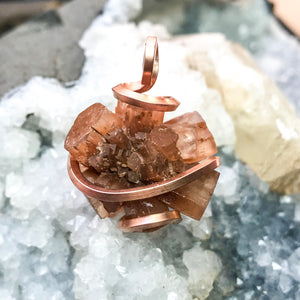 Aragonite and Copper Pendant